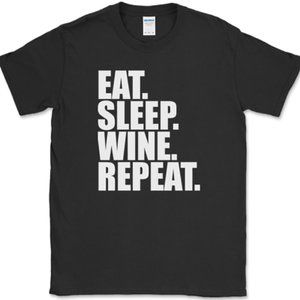 Eat Sleep Wine Repeat T-Shirt Funny Drinking Wino Bar Party Gift Humor Tee